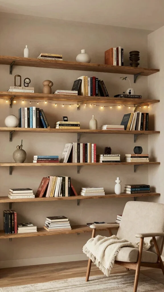10 Floating Shelf Ideas for Reading Rooms That Save Space - 3. Multi-Tiered Floating Shelves 1
