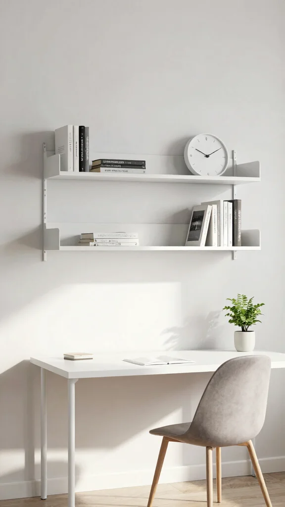 10 Floating Shelf Ideas for Study Rooms That Save Space - 3. Minimalist Wall-Mounted Shelving 1