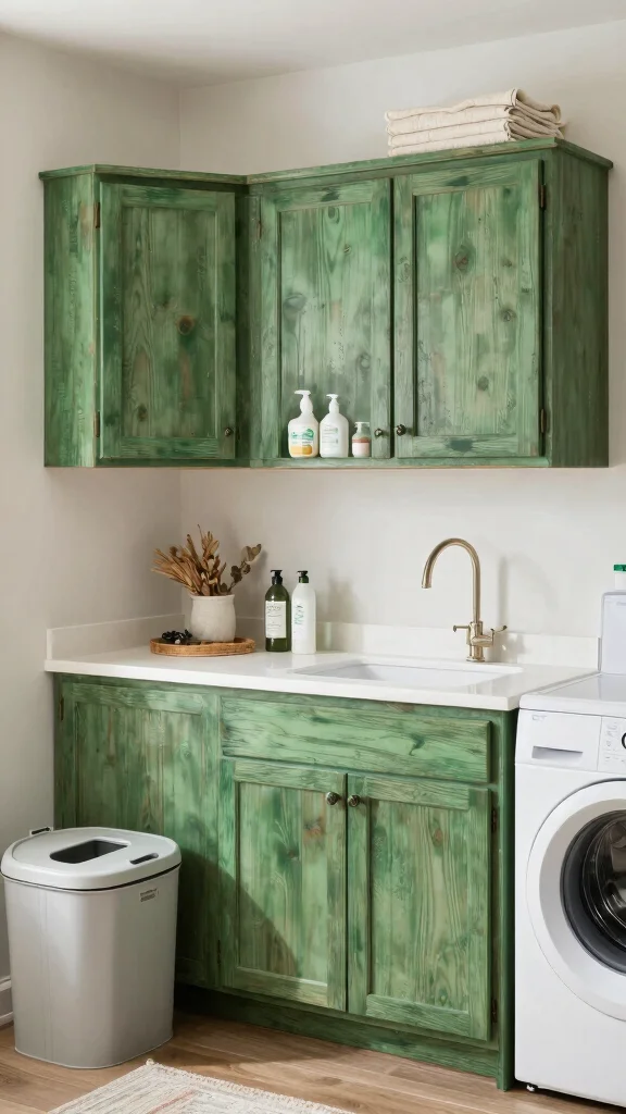 10 Laundry Room Green Cabinet Ideas That Add a Fresh, Bold Touch - 10. Eco-Friendly Focus 1