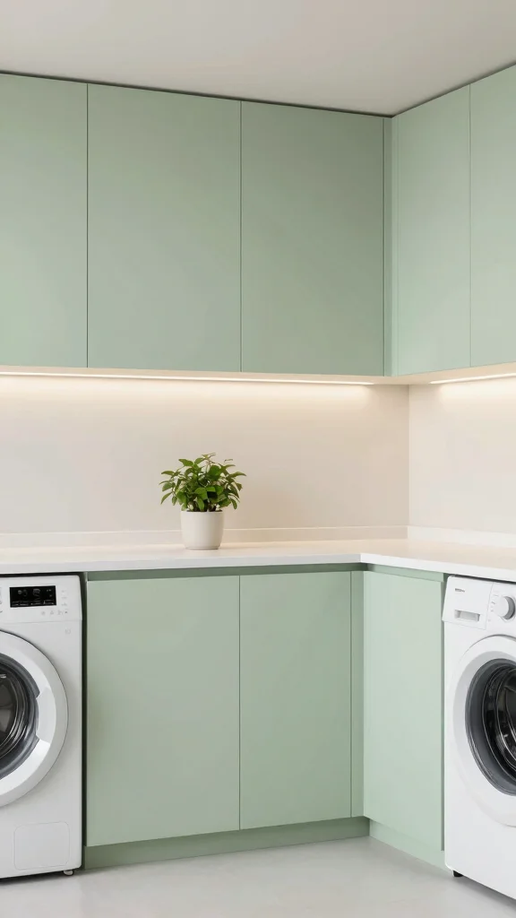 10 Laundry Room Green Cabinet Ideas That Add a Fresh, Bold Touch - 4. Minimalist Charm 1