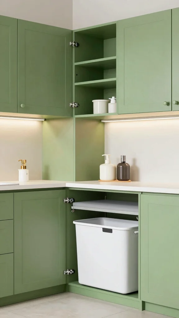 10 Laundry Room Green Cabinet Ideas That Add a Fresh, Bold Touch - 7. Functional and Chic 1
