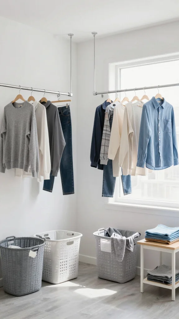 10 Laundry Room Hanging Rod Ideas for Air Drying and More Storage - 6. Multi-Level Hanging Rods for Maximum Efficiency 1