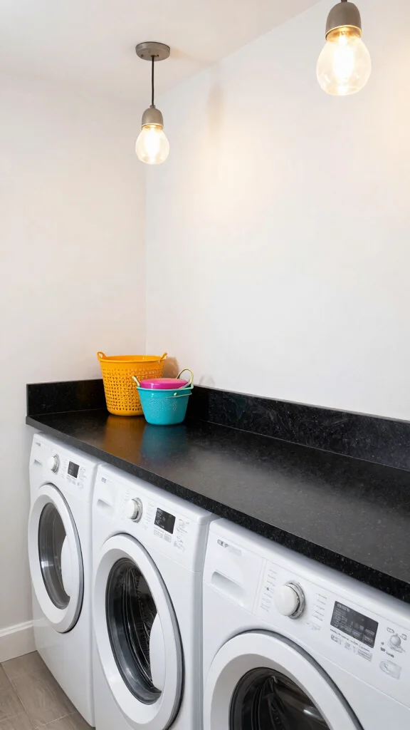 10 Laundry Room Quartz Countertop Ideas for a Sleek Folding Station - 3. Dark Quartz for a Bold Statement 1