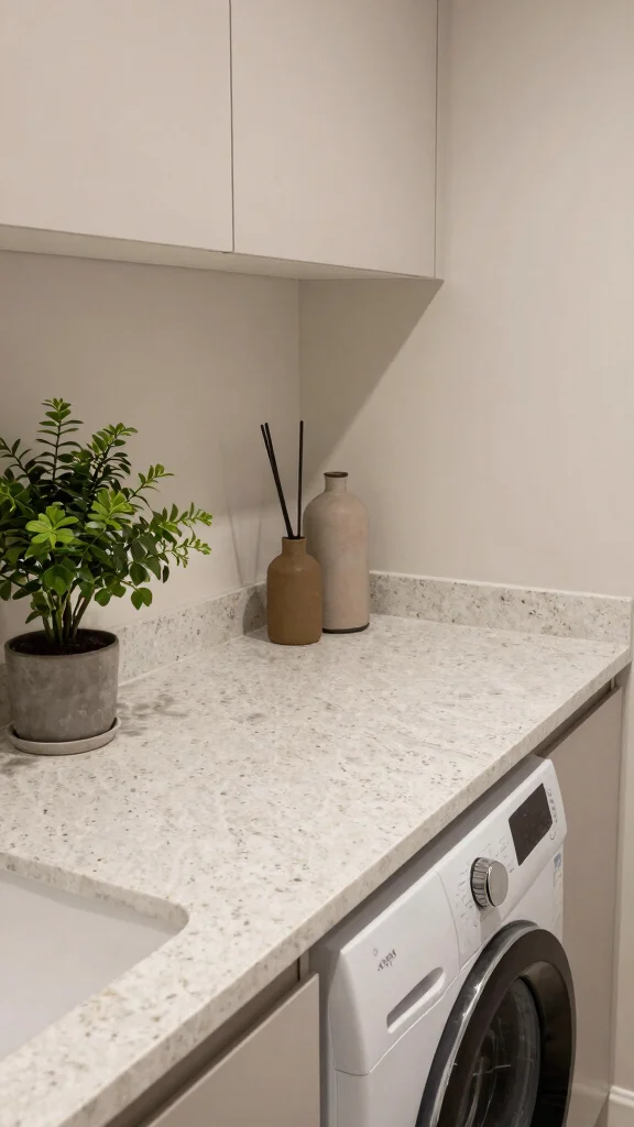10 Laundry Room Quartz Countertop Ideas for a Sleek Folding Station - 5. Textured Quartz for Added Interest 1