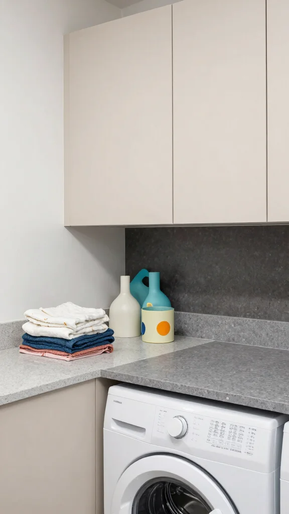 10 Laundry Room Quartz Countertop Ideas for a Sleek Folding Station - 6. Two-Tone Quartz for a Trendy Twist 1