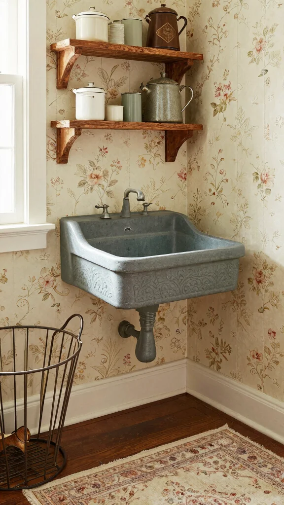 10 Laundry Room Utility Sink Ideas That Balance Function and Style - 3. Vintage Charm 1