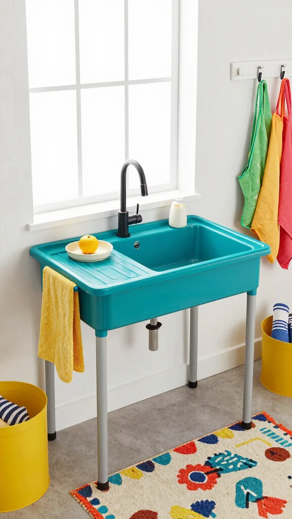 10 Laundry Room Utility Sink Ideas That Balance Function and Style - 5. Colorful Sinks 1