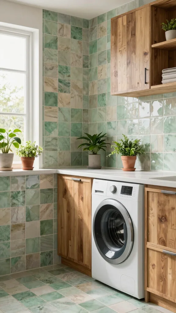 10 Laundry Room Zellige Tile Ideas for a Handcrafted, Textured Finish - 7. Eco-Friendly Zellige for Sustainable Style 1