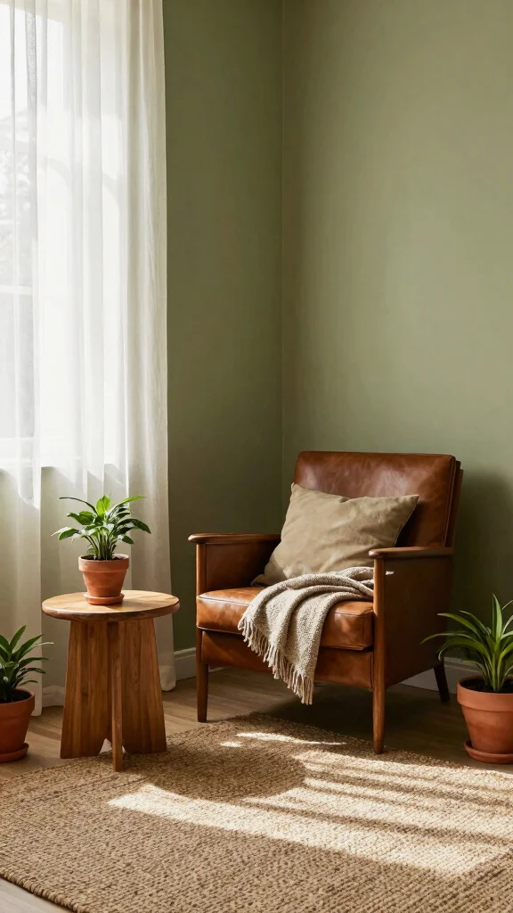 10 Mid-Century Modern Reading Room Ideas for a Timeless Look - 1. Embrace Earthy Tones 1