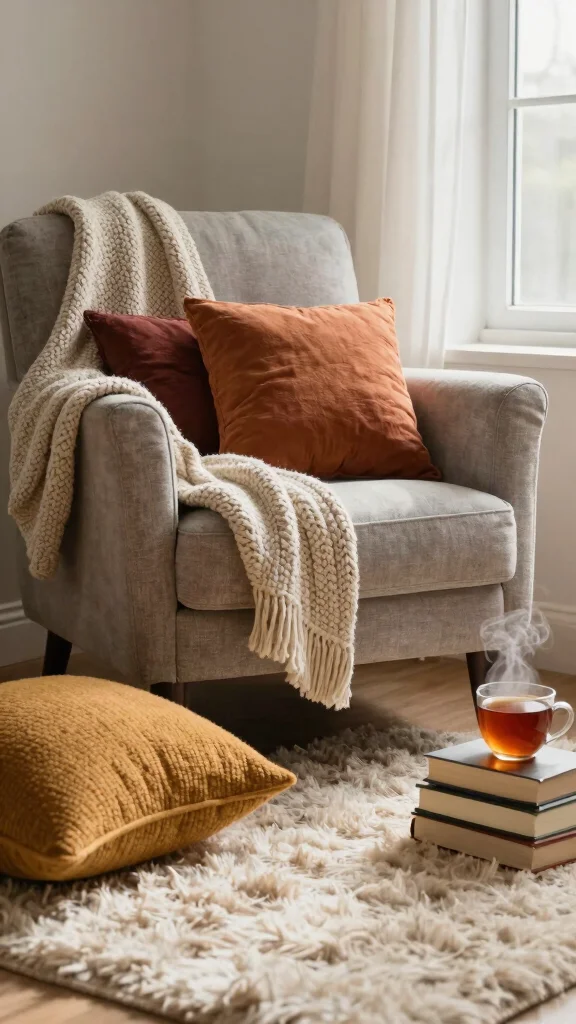 10 Mid-Century Modern Reading Room Ideas for a Timeless Look - 7. Utilize Cozy Textiles 1