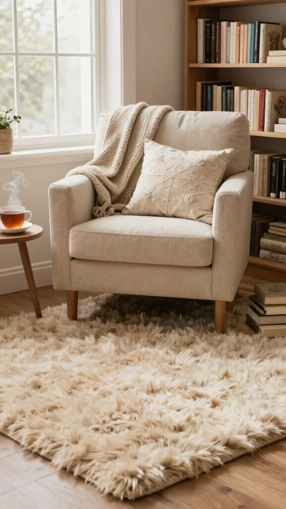 10 Reading Room Rug Ideas That Ground the Space and Add Warmth - 6. Soft Wool Rugs for Year-Round Comfort 1