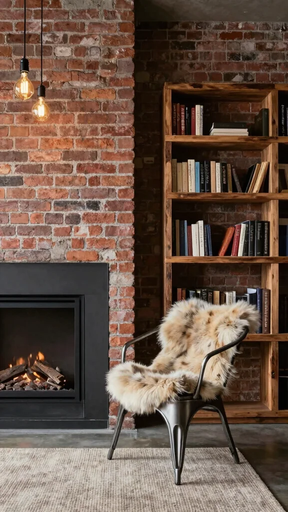 10 Reading Room With Fireplace Ideas for the Ultimate Cozy Corner - 6. Industrial Chic 1