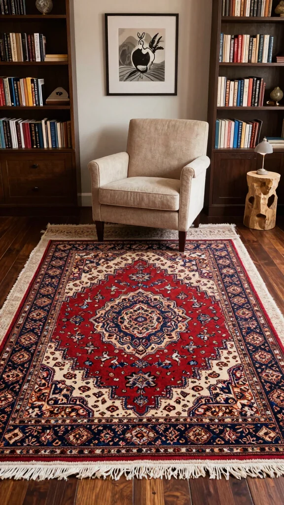 11 Dark Academia Reading Room Ideas for a Moody Scholarly Vibe - 10. Don’t Forget the Rugs 1