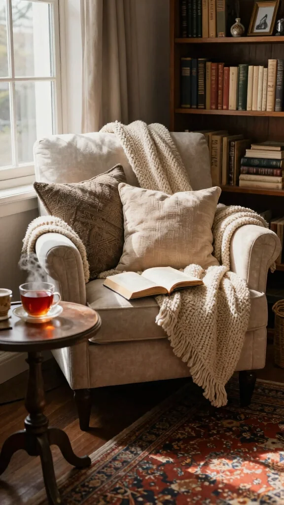 11 Dark Academia Reading Room Ideas for a Moody Scholarly Vibe - 2. Create a Cozy Reading Nook 1