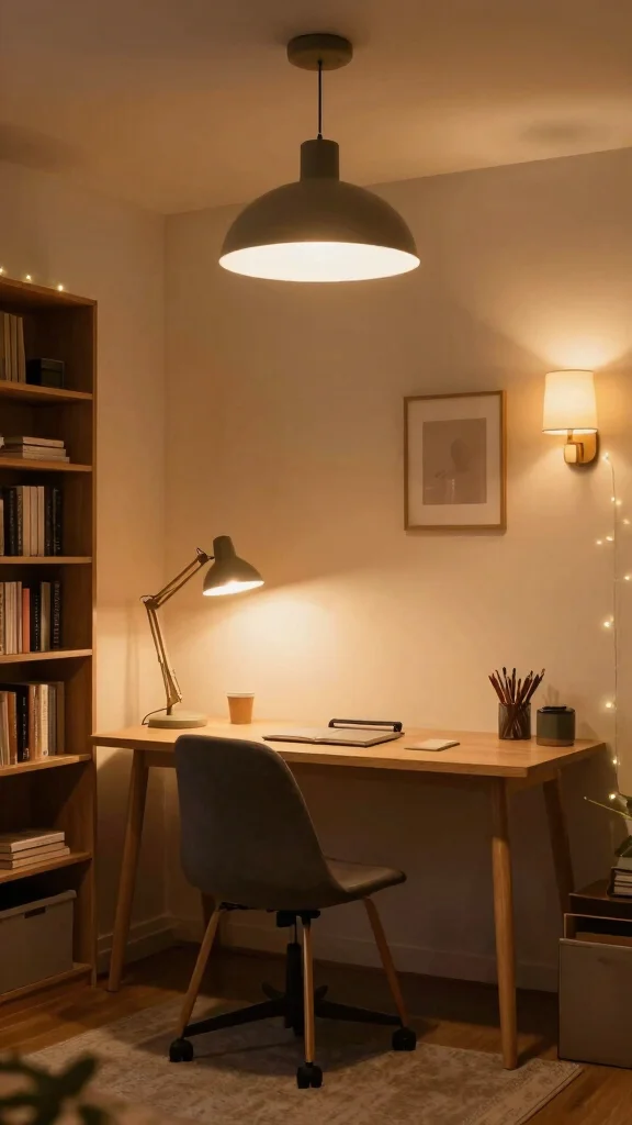 11 Hanging Light Ideas for Study Rooms That Set the Right Mood - 11. Layered Lighting Techniques 1