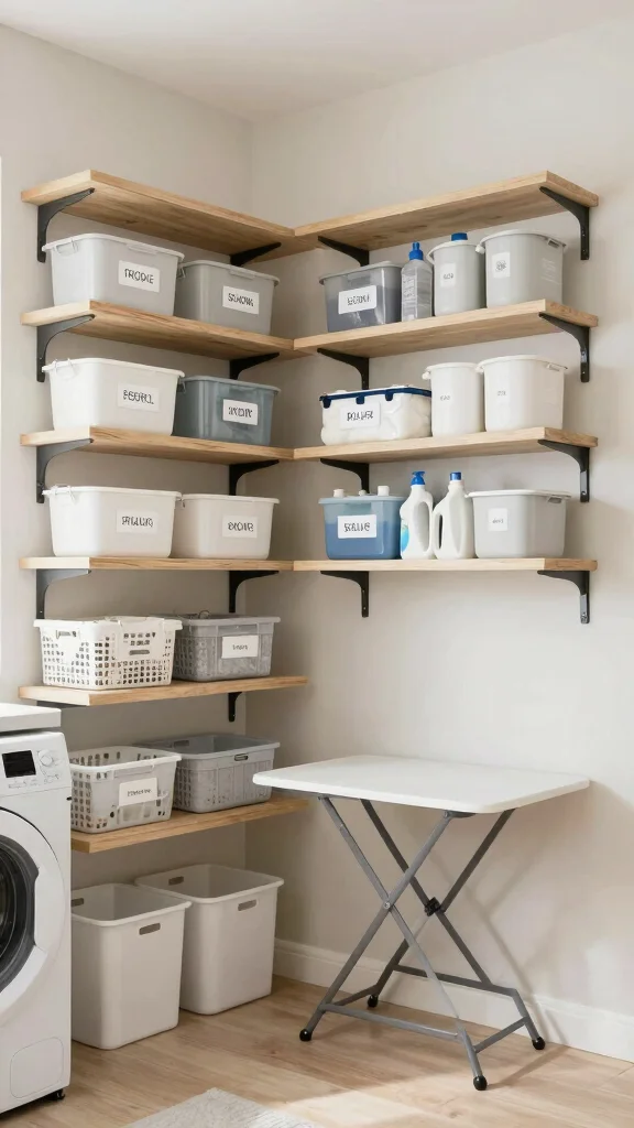 11 Laundry Room Floating Shelf Ideas That Keep Things Tidy - 10. Organized Efficiency 1