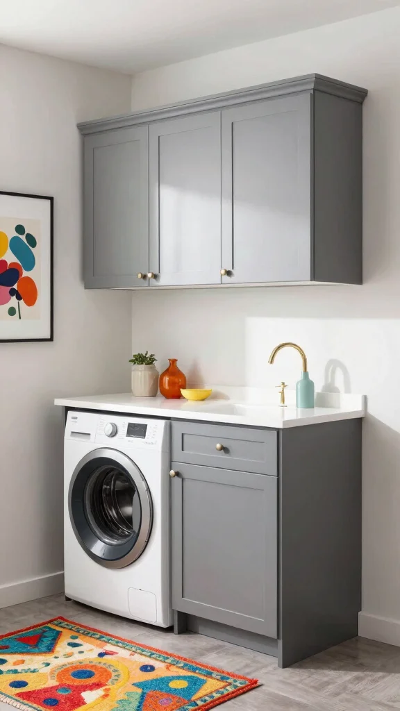 11 Laundry Room Gray Cabinet Ideas That Look Clean and Timeless - 2. Two-Toned Gray Cabinets 1