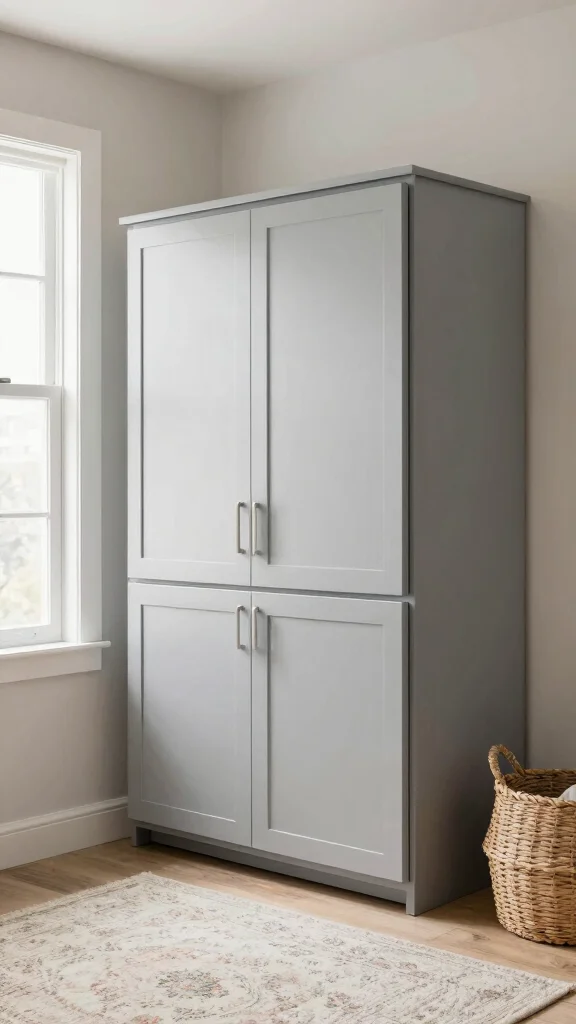 11 Laundry Room Gray Cabinet Ideas That Look Clean and Timeless - 6. Soft Gray Cabinets with Rounded Edges 1