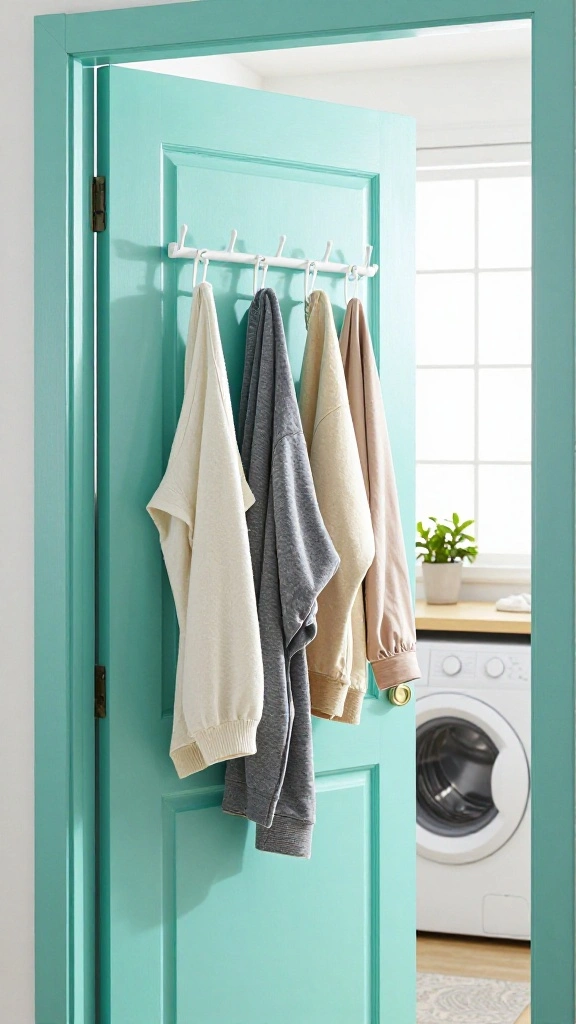 11 Laundry Room Hanging Rack Ideas That Keep Clothes Wrinkle-Free - 10. Over-the-Door Hanging Rack 1