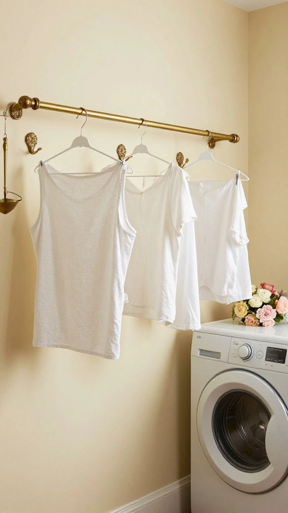 11 Laundry Room Hanging Rack Ideas That Keep Clothes Wrinkle-Free - 6. Vintage Clothing Rods 1