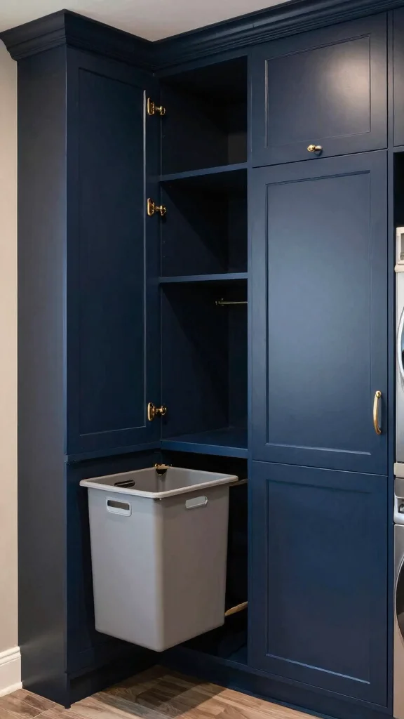 11 Laundry Room Navy Cabinet Ideas for a Moody, Polished Look - 11. Custom Built-In Navy Cabinetry 1