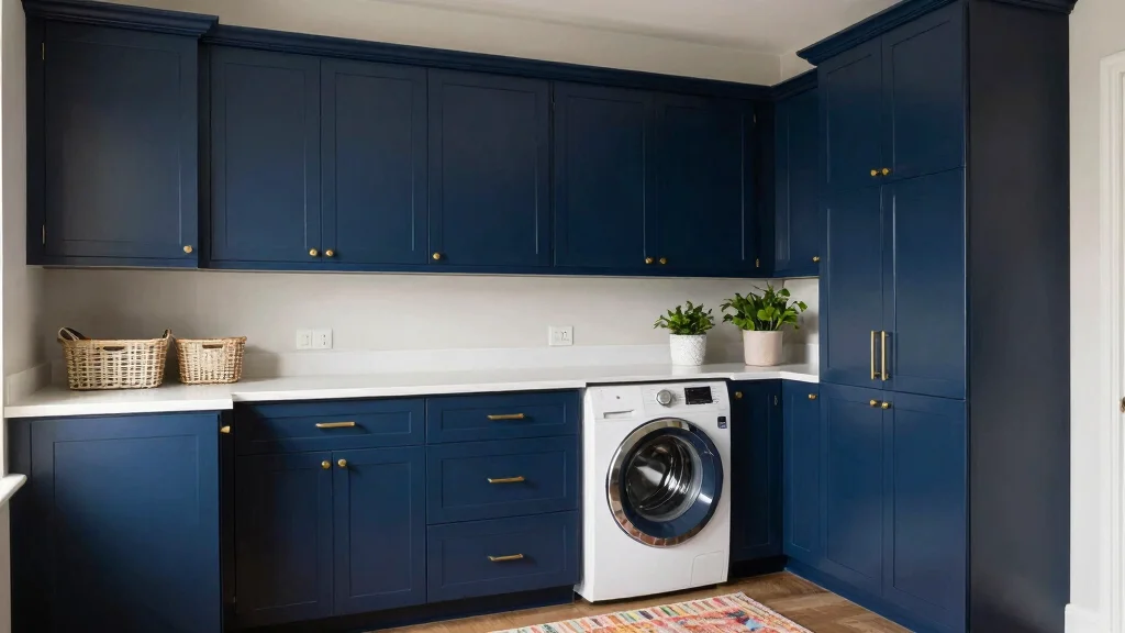 11 Laundry Room Navy Cabinet Ideas for a Moody, Polished Look
