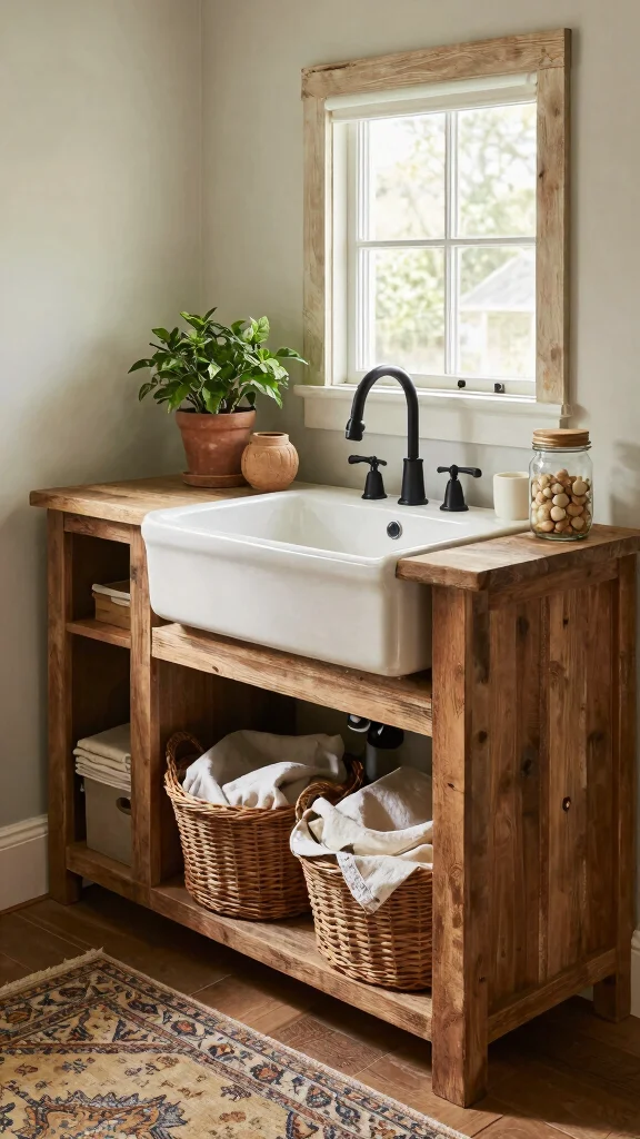11 Laundry Room Sink Ideas for a More Functional Washing Space - 1. Rustic Farmhouse Charm 1