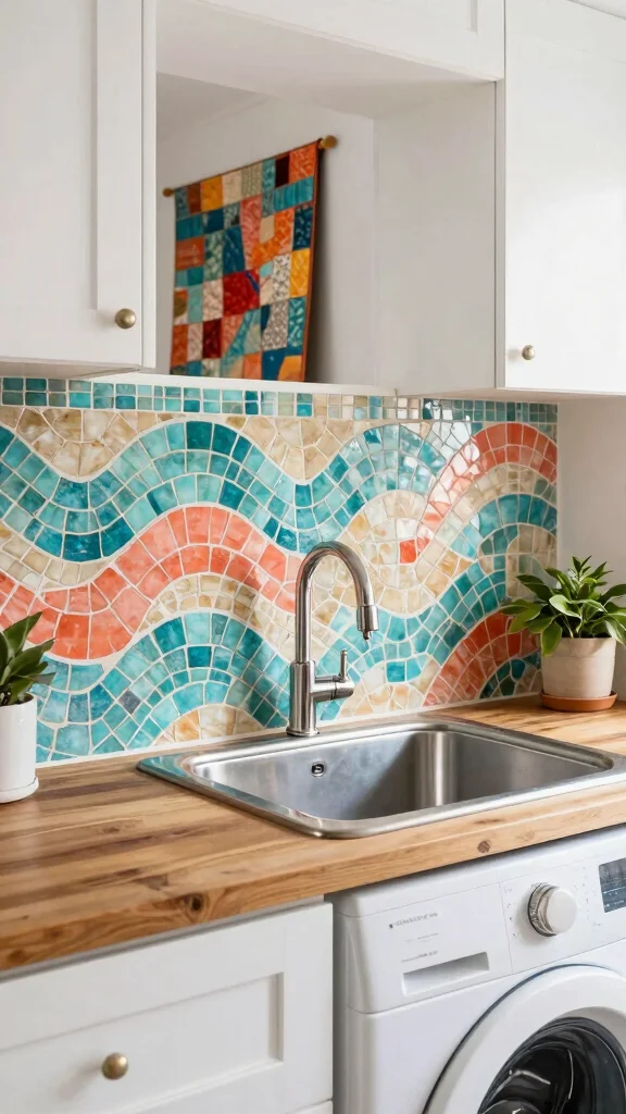 11 Laundry Room Tile Backsplash Ideas That Add Style Above the Sink - 1. Mosaic Marvel 1