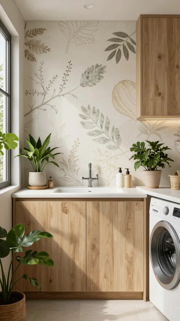 11 Laundry Room Tile Backsplash Ideas That Add Style Above the Sink - 11. Biophilic Design Tiles 1