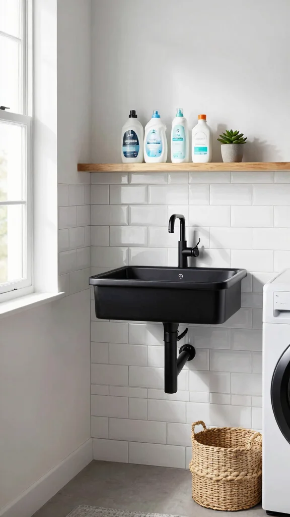 11 Laundry Room Tile Backsplash Ideas That Add Style Above the Sink - 2. Subway Tile Sophistication 1
