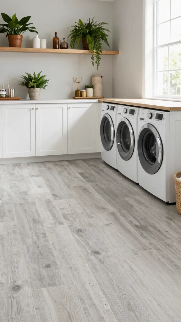 11 Laundry Room Vinyl Flooring Ideas That Are Durable and Stylish - 3. Natural Stone-Look Vinyl 1