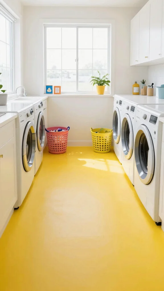 11 Laundry Room Vinyl Flooring Ideas That Are Durable and Stylish - 9. Bright and Playful Colors 1