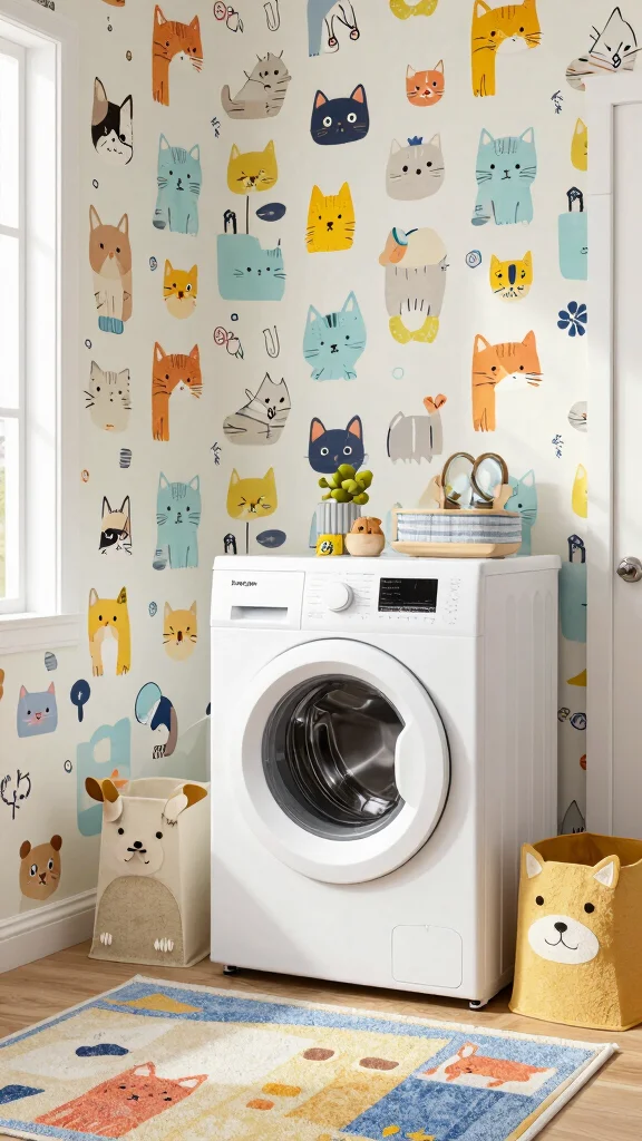 11 Laundry Room Wallpaper Ideas That Turn a Chore Room Into a Gem - 7. Playful Animal Prints 1