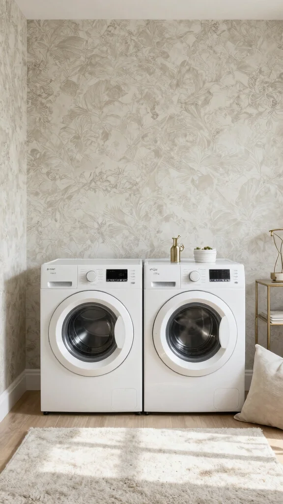 11 Laundry Room Wallpaper Ideas That Turn a Chore Room Into a Gem - 8. Elegant Textured Wallpaper 1