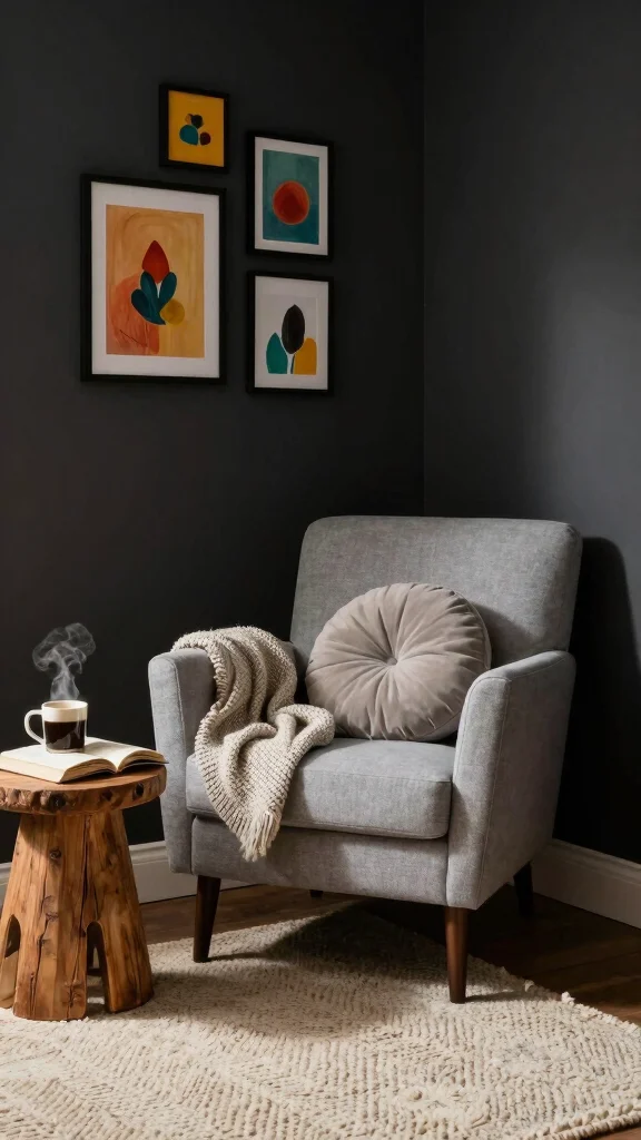 11 Reading Room Color Ideas From Moody Darks to Airy Neutrals - 1. Embrace Deep Charcoal for Drama 1