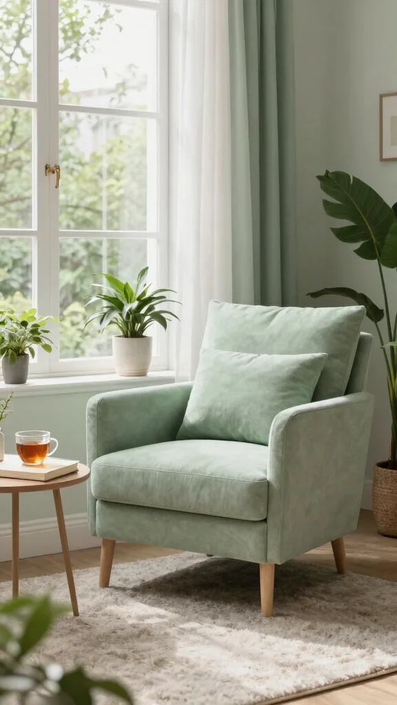 11 Reading Room Color Ideas From Moody Darks to Airy Neutrals - 10. Light Sage for Refreshing Calm 1