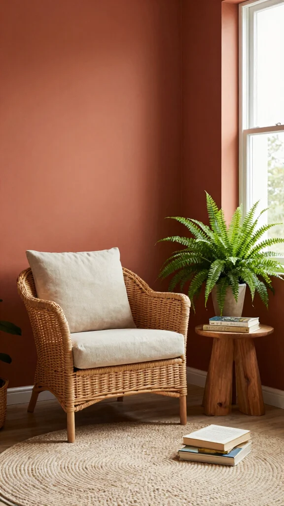 11 Reading Room Color Ideas From Moody Darks to Airy Neutrals - 2. Warm Terracotta for Earthy Comfort 1