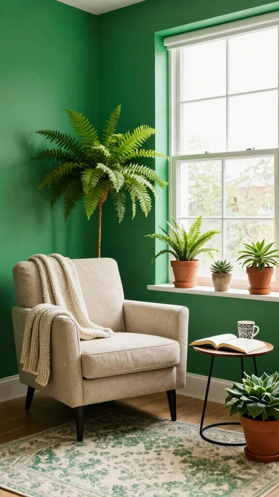 11 Reading Room Color Ideas From Moody Darks to Airy Neutrals - 5. Vibrant Emerald Green for Energizing Spaces 1