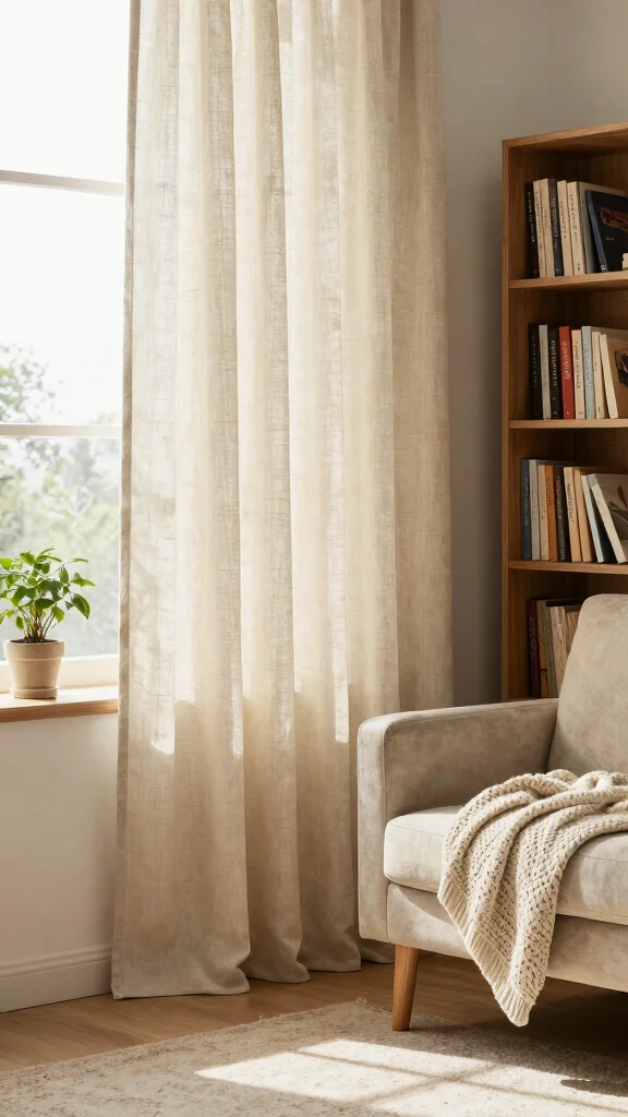 11 Reading Room Curtain Ideas That Set the Mood and Block Light - 1. Organic Cotton Curtains: Soft and Sustainable 1