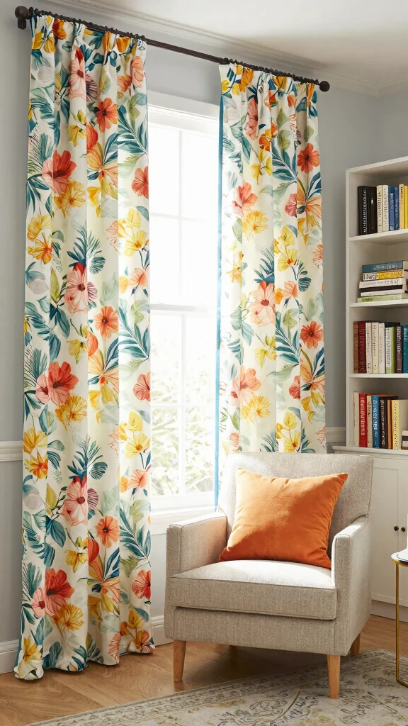 11 Reading Room Curtain Ideas That Set the Mood and Block Light - 7. Patterned Curtains: Infuse Personality and Charm 1
