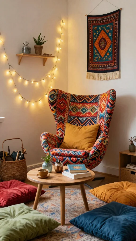 11 Reading Room Egg Chair Ideas for a Cozy, Iconic Spot - 5. Bohemian Flair for an Eclectic Touch 1