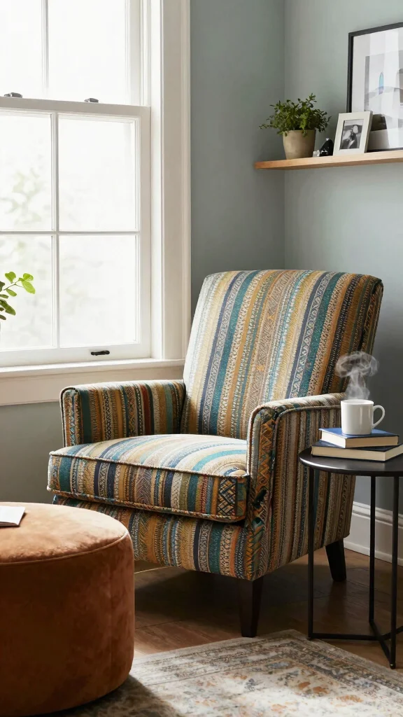 11 Reading Room Furniture Layout Ideas for Comfort and Flow - 4. A Statement Armchair 1