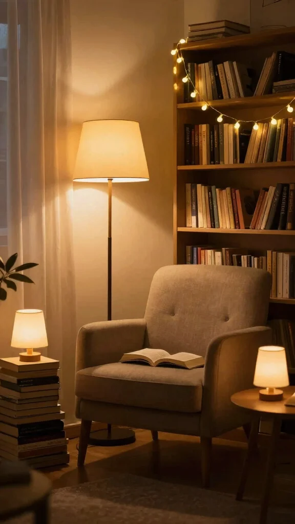 11 Reading Room Furniture Layout Ideas for Comfort and Flow - 9. Cozy Lighting Solutions 1