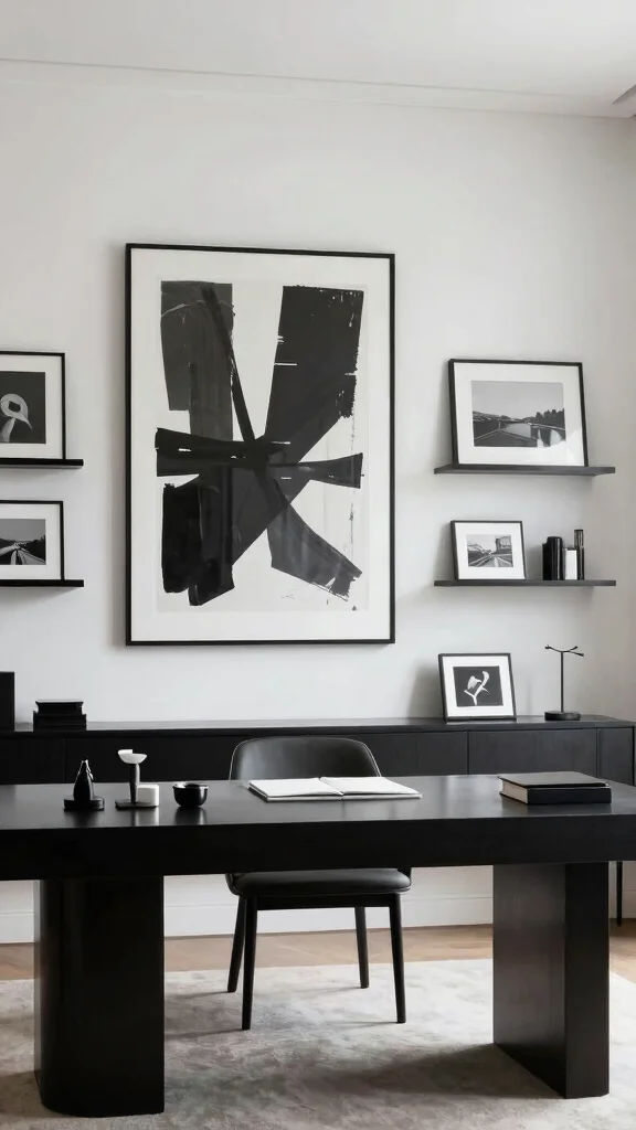 11 Serene Luxury Study Room Ideas for a Calm and Elegant Space - 4. Minimalist Artwork 1
