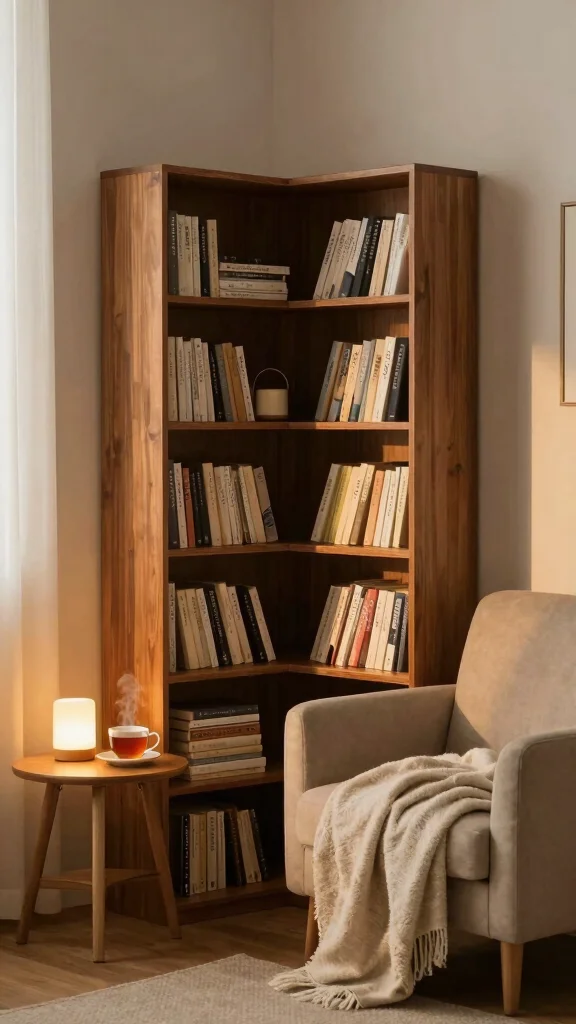 11 Study Room Bookshelf Ideas That Make Books the Focal Point - 3. Corner Bookshelf Nook 1