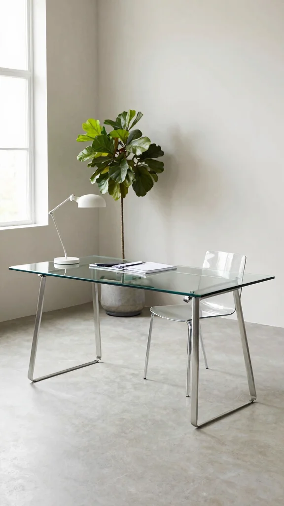 11 Study Room Table Ideas for Every Style From Minimal to Bold - 4. Contemporary Minimalism: Glass and Metal 1