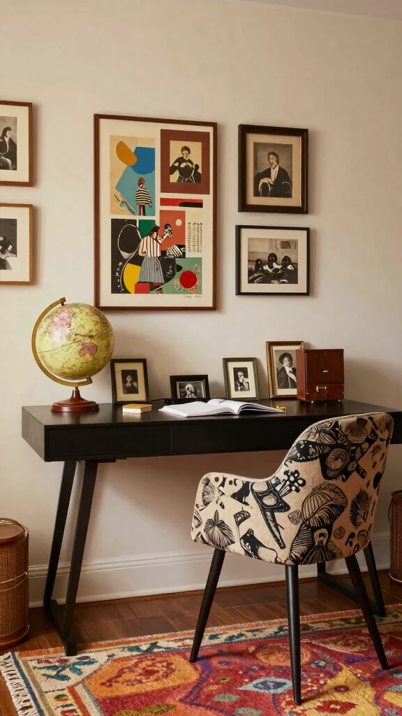 11 Study Room Table Ideas for Every Style From Minimal to Bold - 5. Eclectic Mix: Vintage and Modern Fusion 1