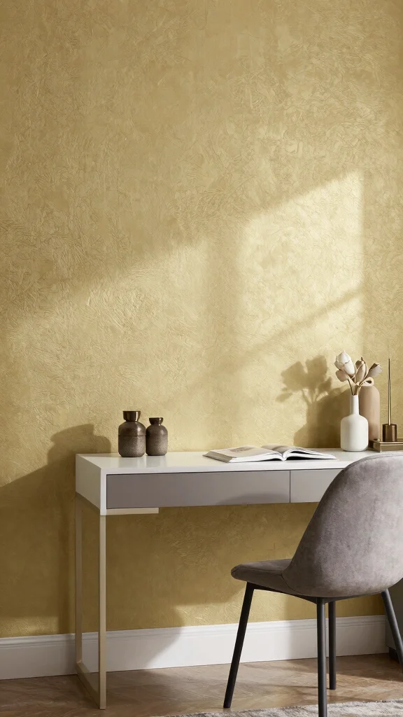 11 Study Room Wallpaper Ideas From Subtle Textures to Bold Prints - 10. Chic Metallic Accents 1