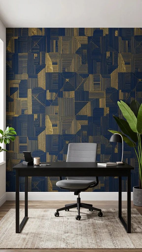 11 Study Room Wallpaper Ideas From Subtle Textures to Bold Prints - 4. Textured Geometric Patterns 1