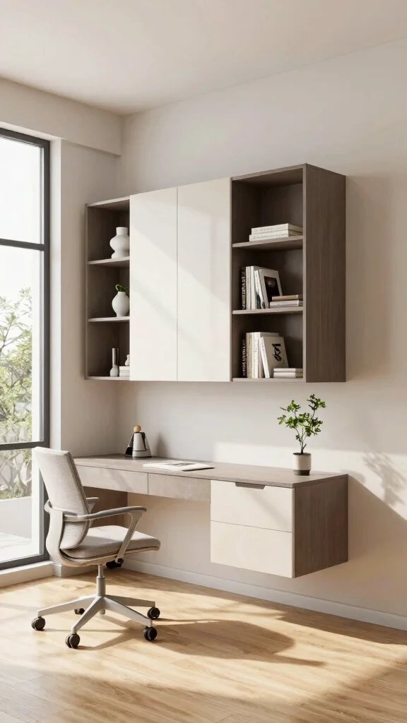 11 Study Room Wardrobe Design Ideas That Hide Storage Beautifully - 1. Floating Wardrobes for a Modern Look 1